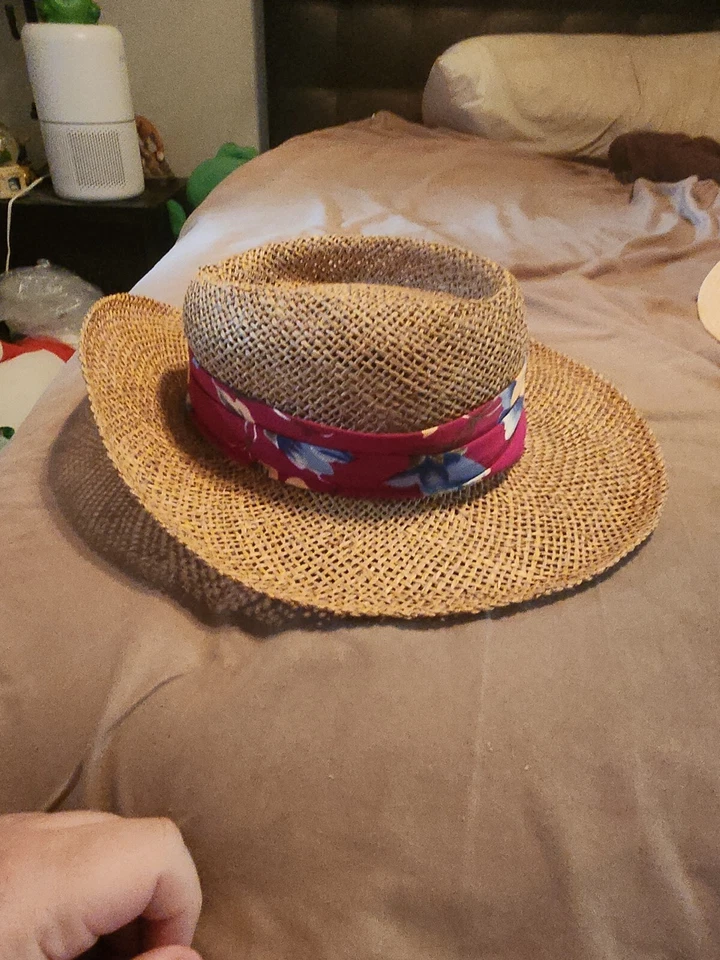VINTAGE Young An Straw Hat Size Small Unisex Floral Band Western Classical - Image 4 of 4
