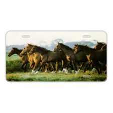 Custom Personalized License Plate Auto Car Tag Design With Brown Horses Add Text