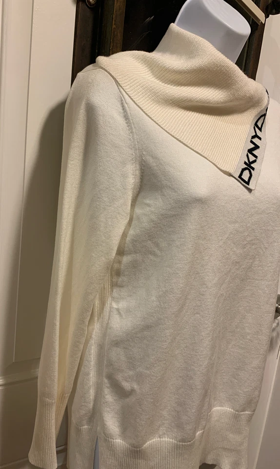 DKNY Womens Longsleeves Folded Down Collar Blouse Tops Beige Size Small — 第 4/4 张图片