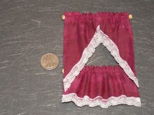 Dollhouse Miniature Curtains Burgundy 1:12 one inch scale D28 Dollys Gallery