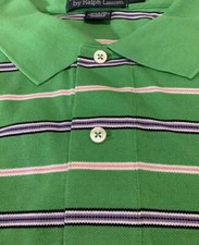 Polo Ralph Lauren Shirt Mens Size XLT Green Striped Pima Cotton MSRP 89.50