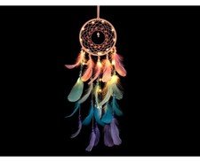 Dream Led Catcher Light Hanging Decor Wall Handmade Feather Home Feathers