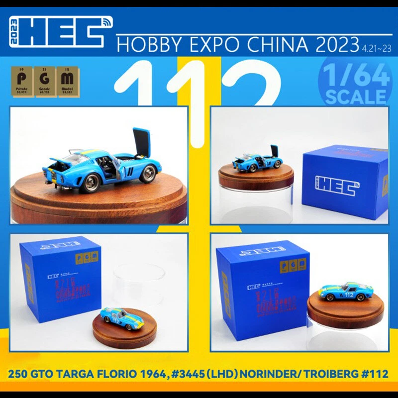 PGM 1/64 Ferrari 250 GTO 112# 1964 Racing Car Diecast Car Model