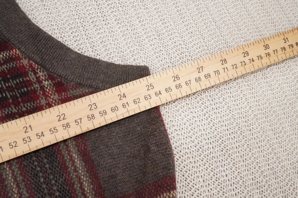 Chaleco Suéter Roundtree Yorke Para Hombres Extra Extra Grande Marrón Borgoña Cuadros Cuello en V Foto 4 de 4