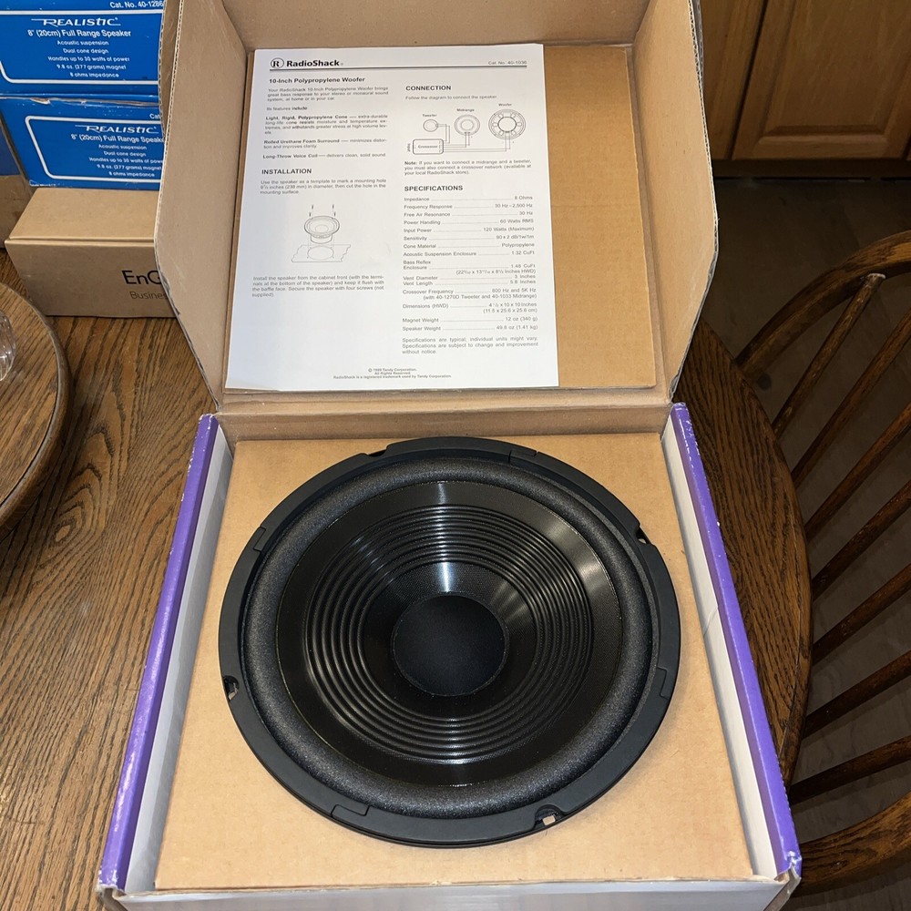 Radio Shack 10 Inch Woofer Speaker 40-1036 BB4 Bass Unit