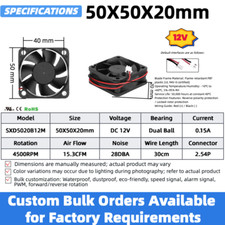 12V DC Cooling Fan 4/5/6/7/8/9/12cm Dual Ball Bearing, 80mm 120mm Industrial Fan