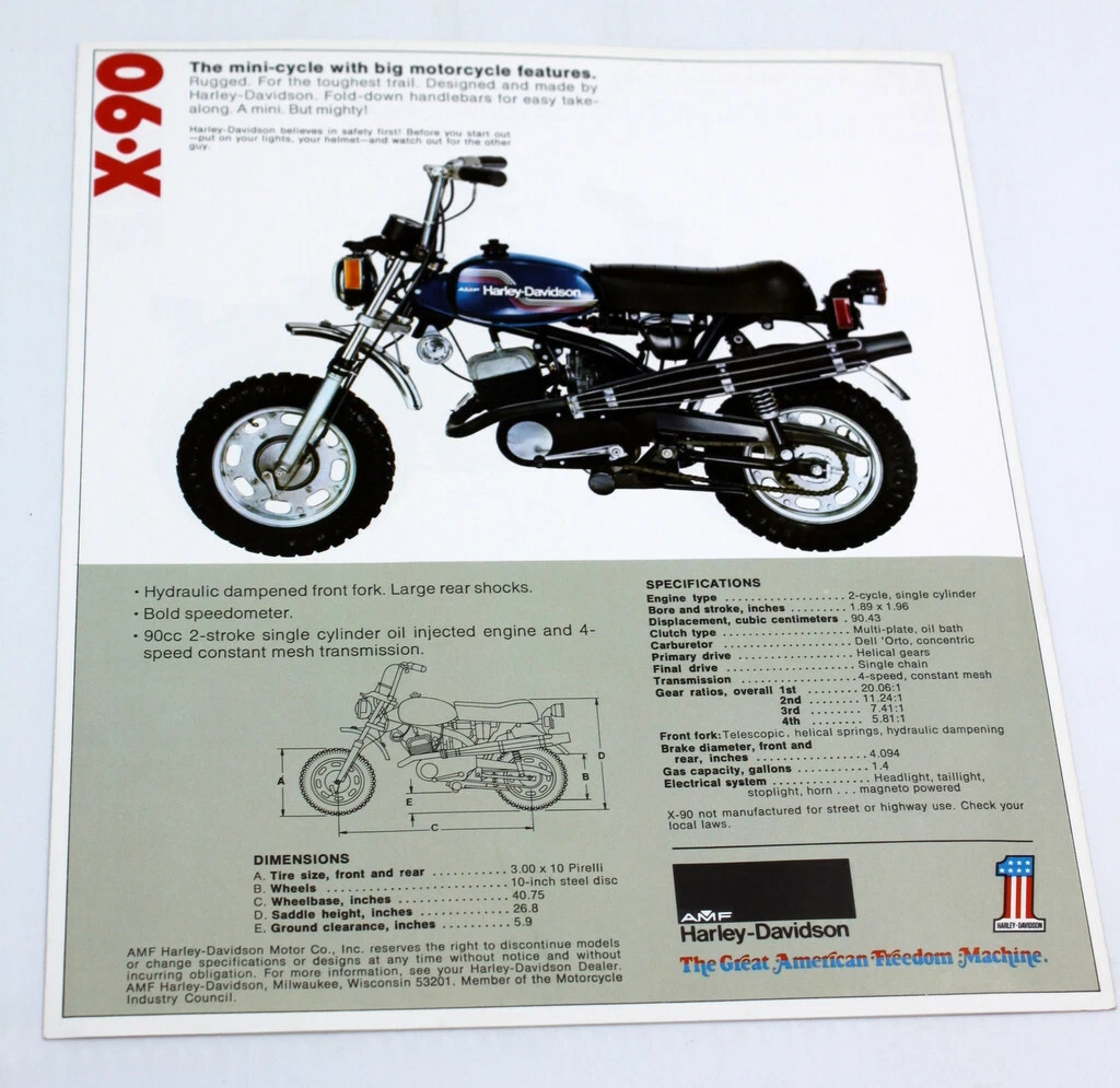 Harley Davidson 90CC 250cc Sales Brochure SX250 SX125 SX175 X90 VG