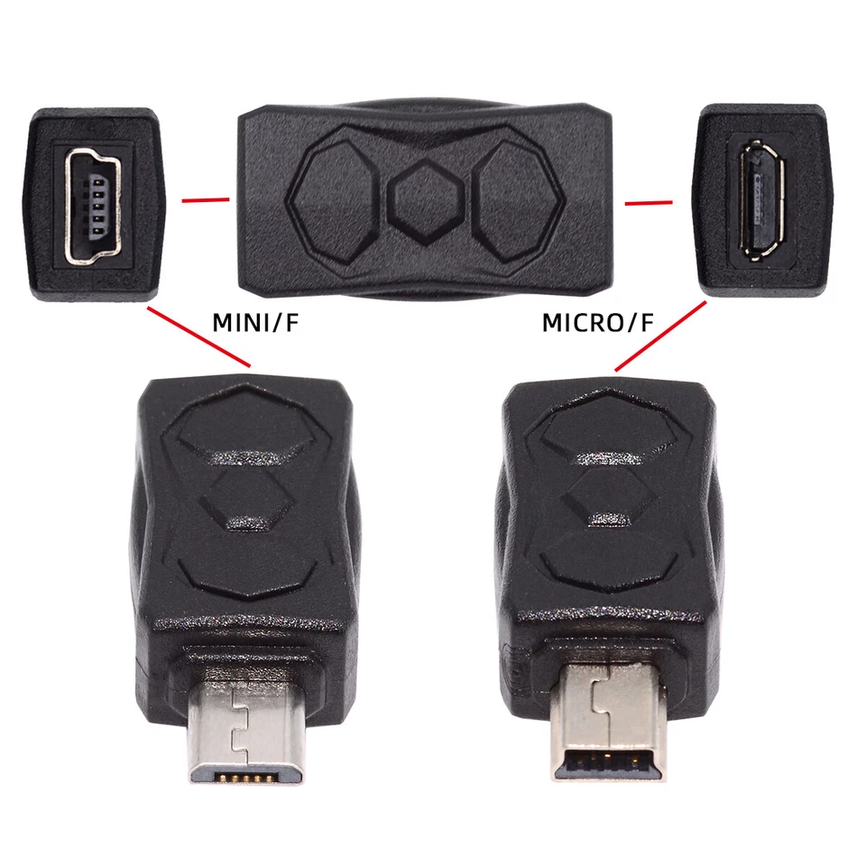 CY 3pcs Micro USB 2.0 to 5Pin Mini USB  Male to Female Extension Data Adapter - Image 3 of 4