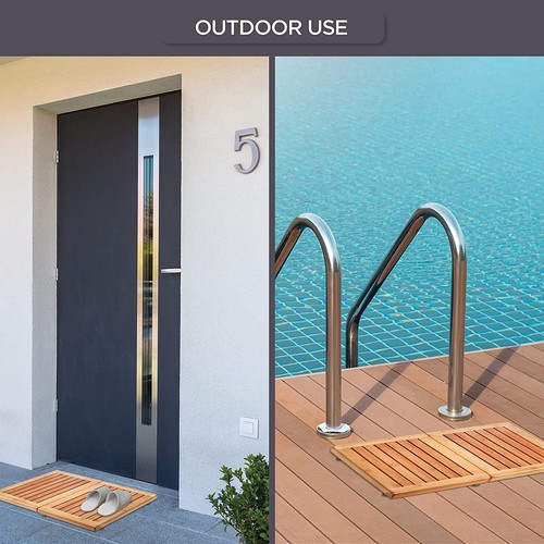 Bamboo Bath Mat - Foldable Wood Shower Mat Non-Slip Bathroom Mat for Spa Saun... - Picture 5 of 8