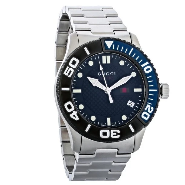 Orologio Uomo Gucci 126 G Timeless YA126282 Quadrante Blu Acciaio Inox