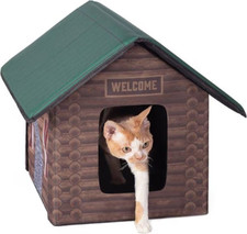 K H Pet Products Outdoor Unheated/Heated Kitty House Cat Shelter, Log Cabin