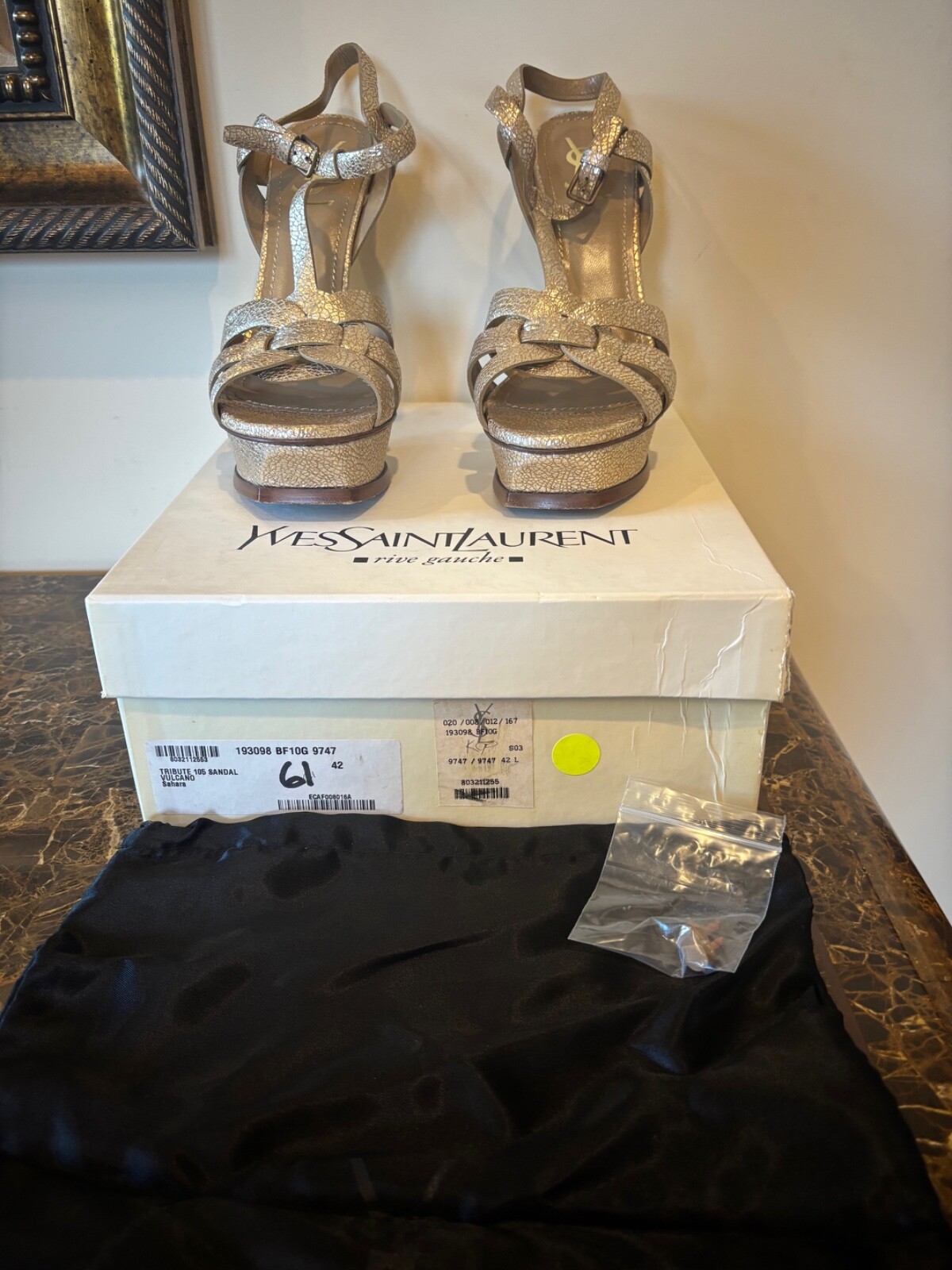 SAINT LAURENT Sandalo Yves Sant Laurent Tribute 105 colore Vulcano Sahara taglia 42