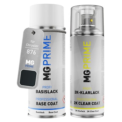 Autolack 2K Spraydosen Set für Chrysler 876 Volcano Black Metallic