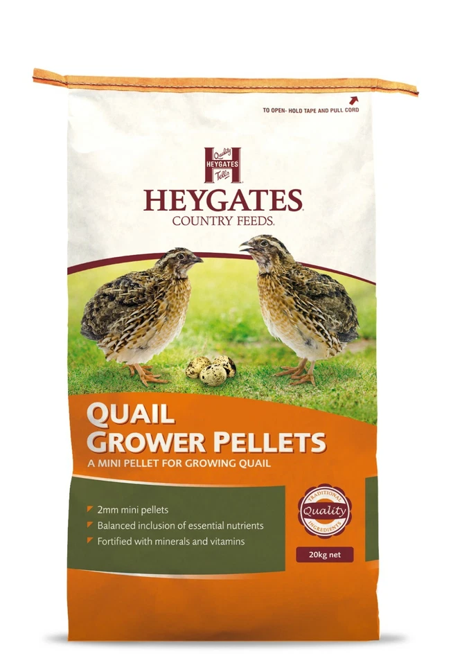 Heygates Quail & Partridge Growers Pellets Feed 20kg - 2mm Micro Pellet