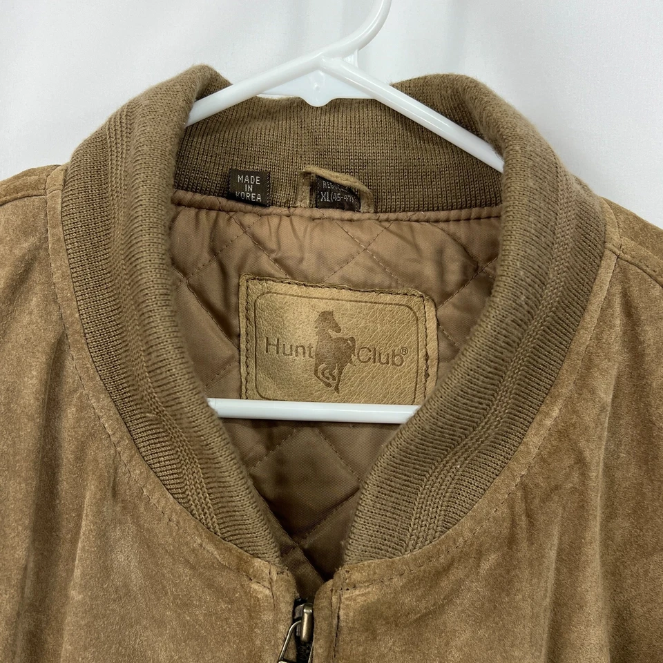 HUNT CLUB Gamuza Cuero Chaqueta Abrigo Para Hombres XL Marrón Edredón Forrado De Colección Caminar Foto 3 de 4