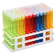 60 Tube - 16x150mm Plastic Test Tube Set with Assorted Tubes and White Rack