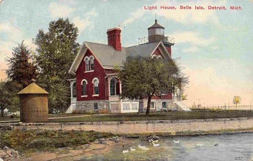 Leuchtturm Belle Isle Detroit Michigan 1910c Postkarte - Bild 1 von 2