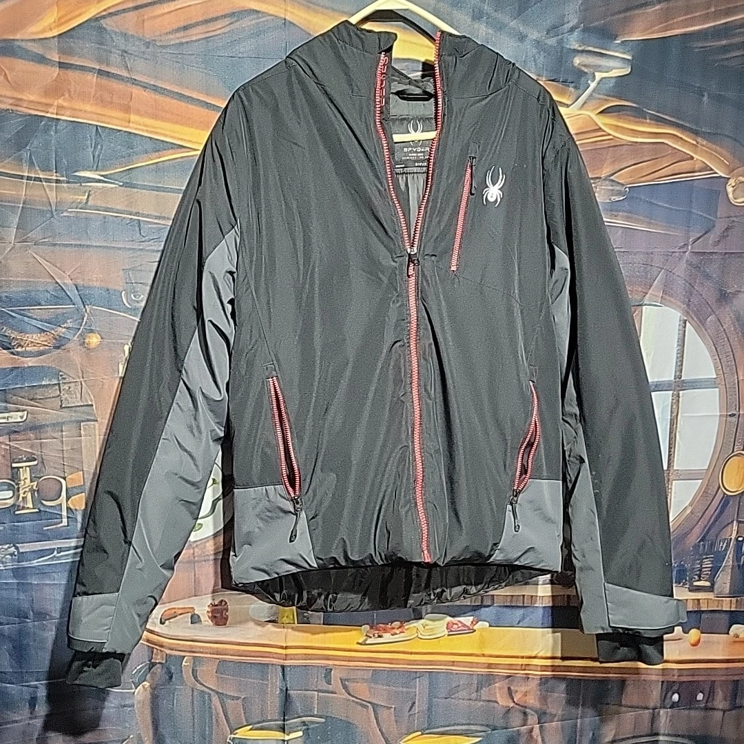 SPYDER MENS Logo Hooded Jacket BLACK SIZE S/P/P
