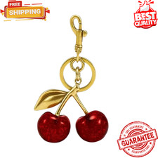 Cute Cherry Bag Charm KeyChain Glitter resin and metal Brass