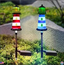 Lighthouse 2-Pack Solar Lights - Waterproof Outdoor Decor for Patios & Walkways