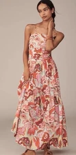 NWT Anthropologie Love The Label Printed Cotton A-Line Maxi Dress