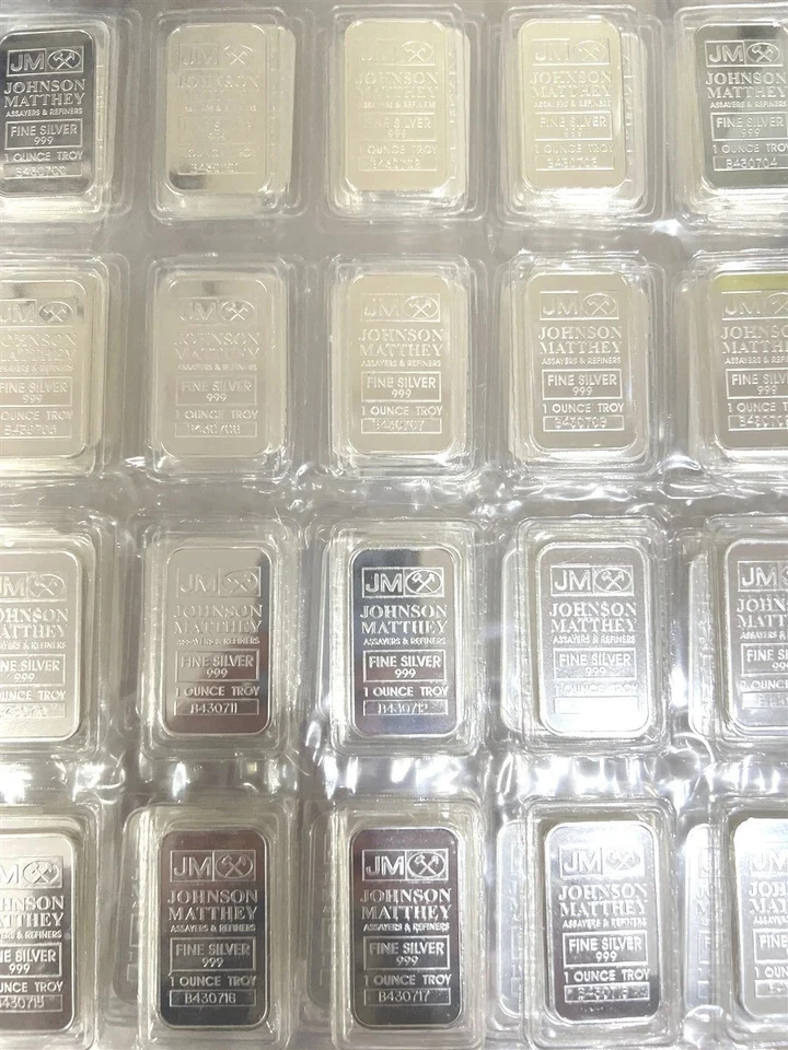 Johnson Matthey Assayers & Refiners 1 oz barra de plata fina .999 lingotes sellados Foto 3 de 4