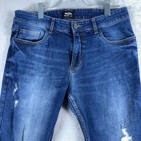 Nuon Rodeo Crop Jeans Distressed Medium Wash Mid Rise Women's Blue Size W34