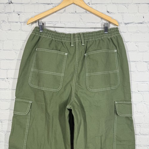 Vans Cargo Denim Hose Damen XL grün weiß Nähte Retro Skater Ballon Y2K - Bild 5 von 17