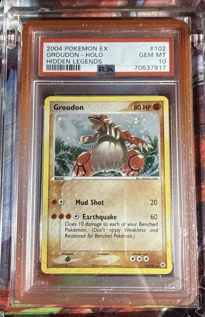 2004 POKEMON EX HIDDEN LEGENDS #102 GROUDON-HOLO PSA 10