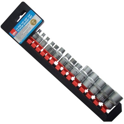 14 Stck. CRV 1/2'' 3/8'' & 1/4'' VIERKANT INNENSECHSKANT TORX STECKSCHLÜSSELSATZ Tx-Star - NEU PRO