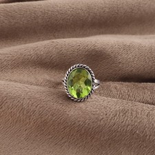 Peridot Gemstone 925 Sterling Silver Unique Oxidized Jewelry Ring Gift For Women