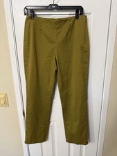 J Jill Stretch Ankle Side Zip Pants Size 4 Olive Green EUC