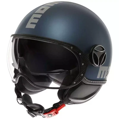 Momodesign Casco EVO E2206 Jet Mono Opaco Avio Silver Blu Argento Doppia Visiera