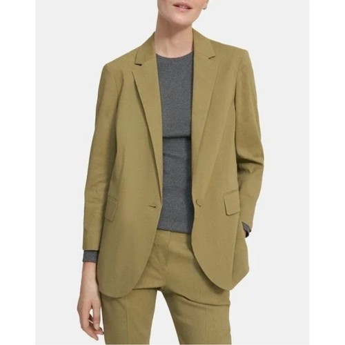 Women's Theory Casual Linen Modele Blazer UL Eco Crunch Cotton Stretch size 12