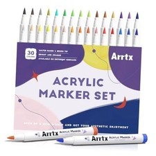 Acrylic Paint Pens 30B Colors Brush Tip Acrylic Pens Markers Basic Color 30B