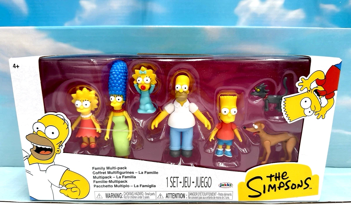 THE SIMPSONS Action Figures Family Multi-Pack 6.3 cm Scale Figures by JAKKS Pacific, including Homer, Marge, Bart, Lisa, Maggie, Santa's Little Helper and Snowball II