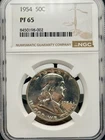 1954 Franklin Half Dollar 50C NGC PF65 Proof 90% Silver Low Mintage