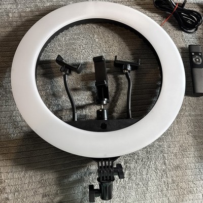 Eoto 18 Inch Ring Light With 3 Phone Mounting Plates, Tripod, Cord, and Remote