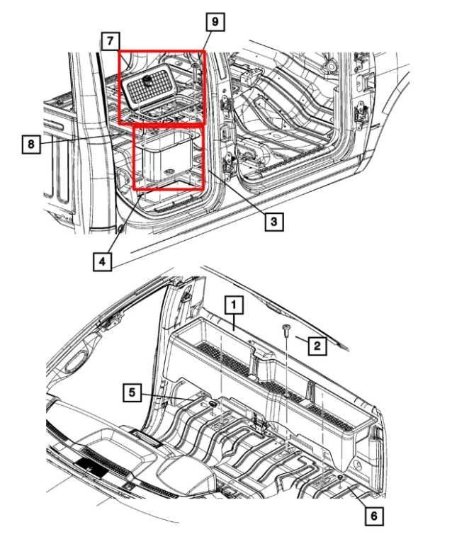 Ram 1500 Laramie 2013-20 trasera derecha o izquierda segunda fila piso bandeja de almacenamiento caja de inserción Foto 2 de 4