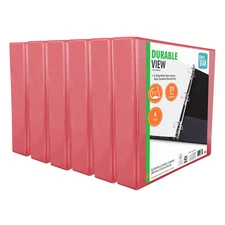 Pen + Gear 1.5-inch, Durable View Binder, Red, 6 Pack - D Rings - 375 Sheet