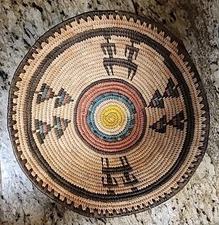 Rare Vtg 13" Wall Basket Native Hausa Nigerian African Woven Wedding Bowl