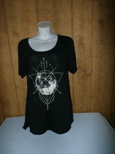 New Fifth Sun Cosmic Tee Shirt Short Sleeves Black Ladies large