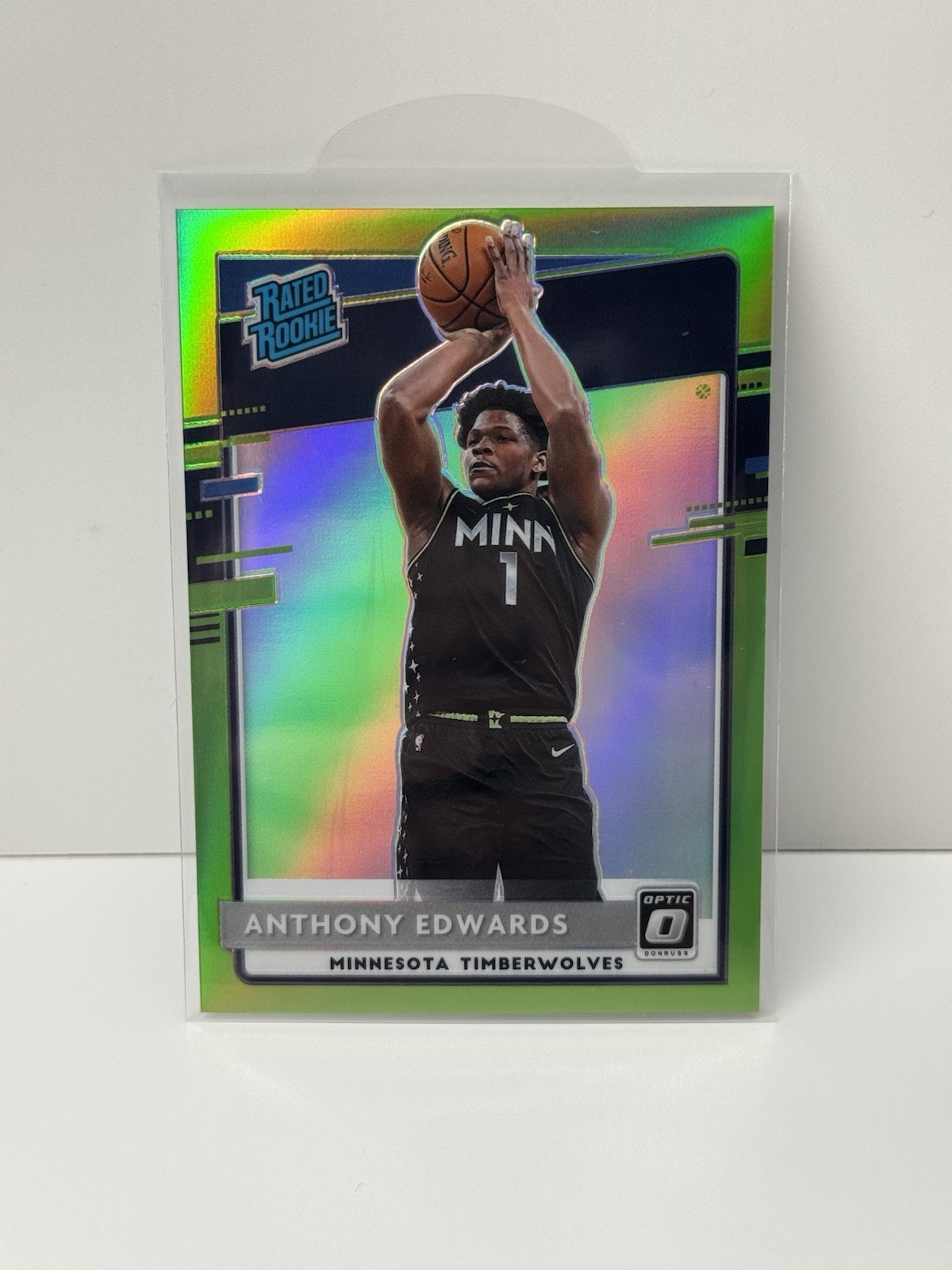 2020-21 Donruss Optic - Rated Rookie Lime Green Prizm #151 Anthony Edwards /149