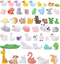 Prudiut 50 Pcs Mini Resin Animals Figures 50 Styles Tiny Animal to... 
