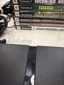 Sony PS2 Slim SCPH-70012 Console Bundle w/ 2 OEM Controllers, 7 Games & GTA