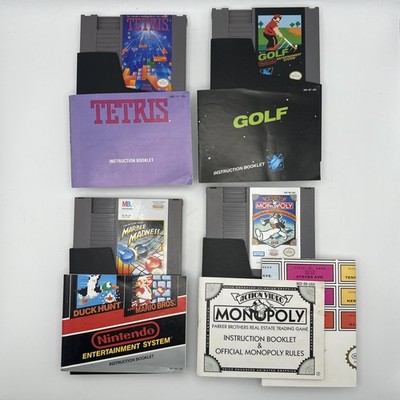 Nintendo NES 4 Game Lot Golf Tetris Marble Madness Monopoly - Clean/Tested