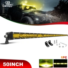 50" inch Slim Amber LED Light Bar Offroad SUV Driving ATV Spot Flood Combo 4WD
