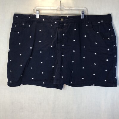 Woman Within Size 26W Navy w White Stars Twill Skorts Skirt