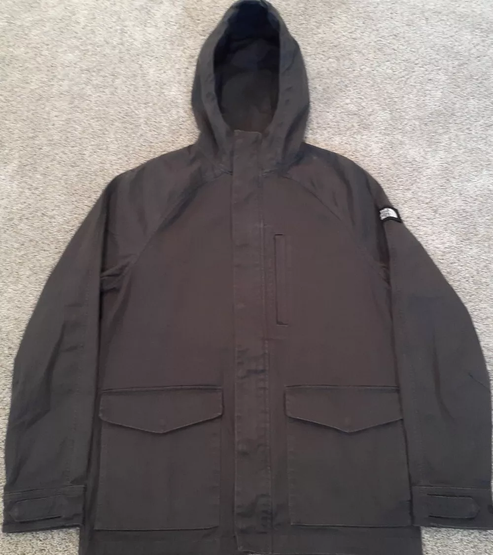 The North Face Hooded Canvas Jacket Full Zip Button Chore Field Barn Rare  Medium | eBay