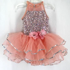 Weissman Dance Costume Size SC Peach Pink Tutu 5 Positions All In a Row 12562